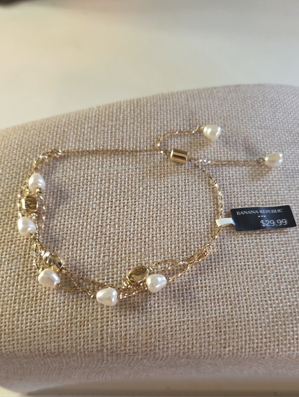 Banana Republic Gold Multi-Strand Pearl Slider Bracelet NWT